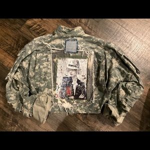 OOAK Upcycled Vintage ACU Desert Digital Distressed Cropped Camouflage Jacket…